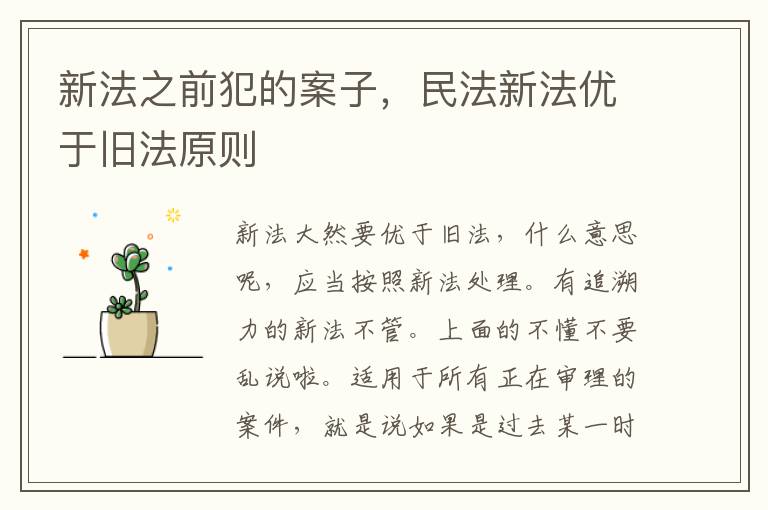 新法之前犯的案子，民法新法优于旧法原则