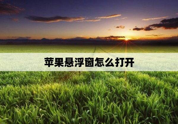 苹果悬浮窗怎么打开