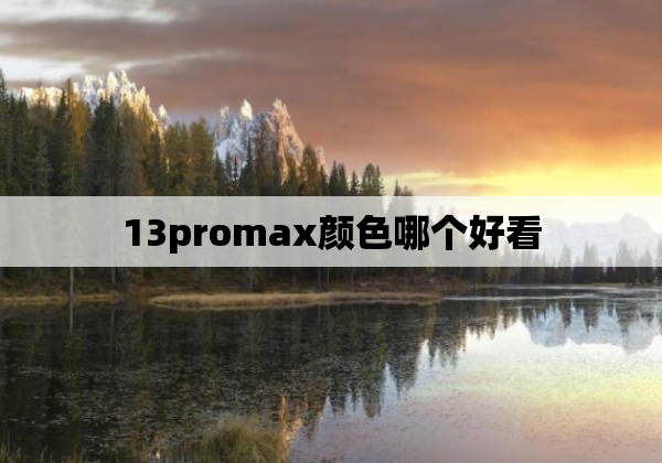 13promax颜色哪个好看