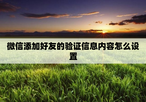 微信添加好友的验证信息内容怎么设置