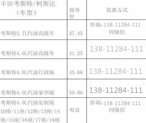 丰田考斯特多少钱 考斯特12座至尊版