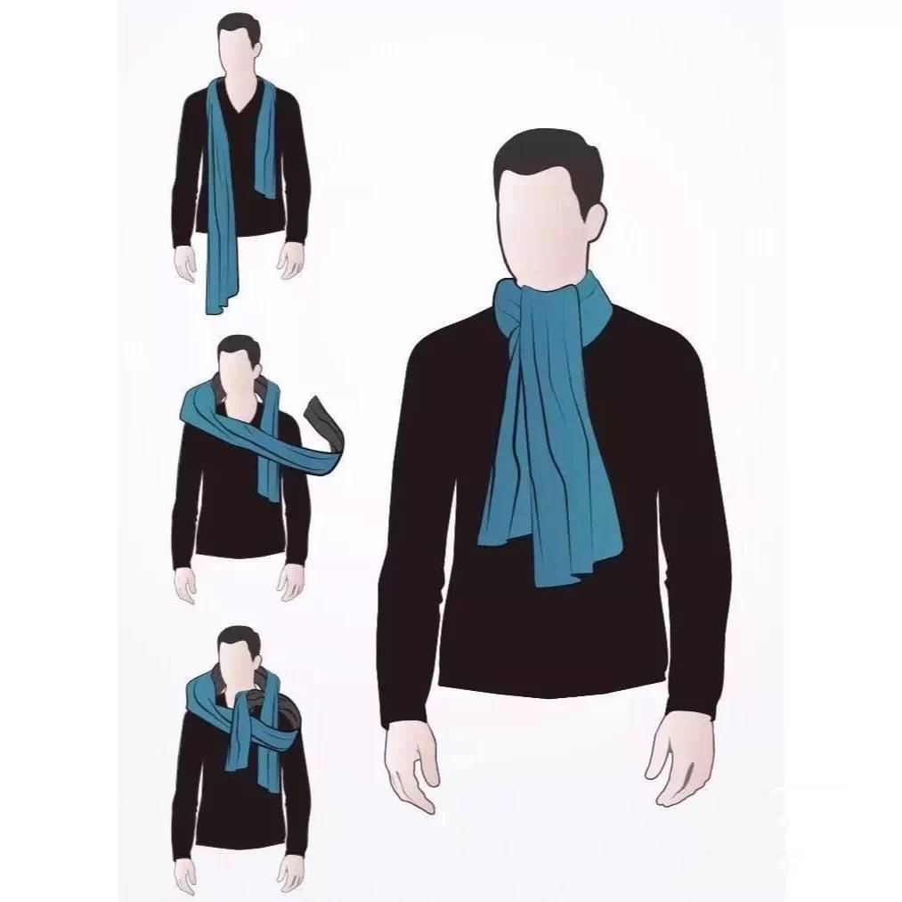 男士短围巾的各种围法图片