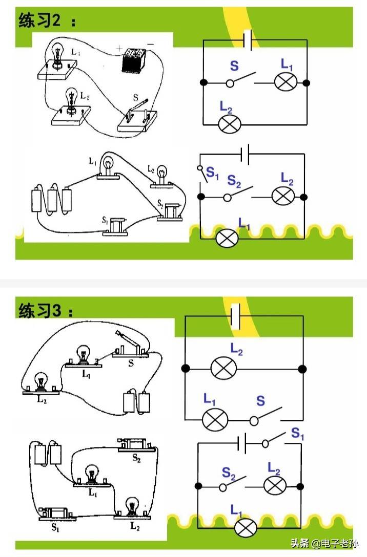 电路基础知识: 物理电路图和实物图画法